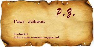 Paor Zakeus névjegykártya